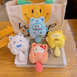 Cute and Adorable Sanrio Kuromi Plush Toy Keyring with Metal Clasp | Bag Charm Plushies | 15 CM | Loose Packing
