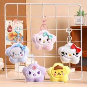 Cute Kawaii Sanrio Family Plush Toy Keychain with Colorful Metal Clasp | 9 x 8.5 m | Plushies | Loose Packing