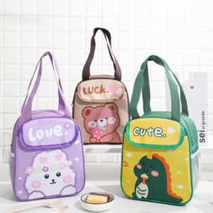 Oxford Fabric Insulated Lunch Bag with Handle | Cartoon Printed | 2 Compartment | Zip Closure | 20*14*23 Cm | Assorted Colors | OPP Packing