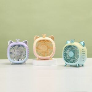Cute Cartoon Shape Recharge USB Table Fan with USB Cable | Compact & Portable | Assorted Colors | Box Packing
