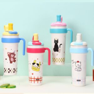 Stainless Steel Insulated Tumbler with Straw & Handle | Double Wall Insulation | Portable & Leakproof | Printed | 750 ML | Assorted Colors | Box Packing