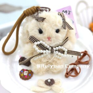 Cute Lolita Style Bunny Doll Plush Toy Keychain Cum Bag Charm with Lanyard | 11.5CM | Plushies | Assorted Colors | Loose Packing