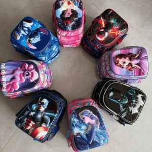 Oxford Fabric 16" 3D Hardcase School Bags for Kids | Unisex | 3 Zipper Closure | Assorted Designs & Colors | OPP Packing