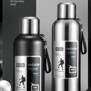 Stainless Steel Double Wall Vacuum Bottle | Airtight & Leak-Proof | Double Strainer | 800 Ml | Assorted Colors | Box Packing