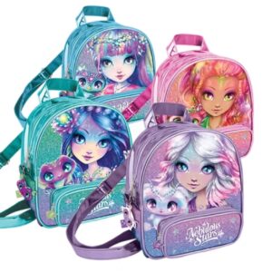 Cartoon Printed PU Leather Glitter Backpack for Kids | 9.5x8x3.5 Inch | Zip Closure | Waterproof | Adjustable Shoulder Strap | Assorted Colors & Prints | OPP Packing