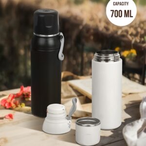 Stainless Steel Vacuum Insulated Water Bottle with Handle | Portable & Leakproof | 710 ML | Assorted Colors | Box Packing